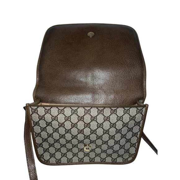 Gucci Vintage Brown GG Web Ophidia Supreme Classic Flap Crossbody Shoulder Bag - Picture 11 of 16